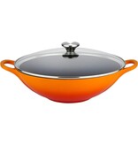 Le Creuset Wok avec couvercle en vitre Flamme, 4.8L Le Creuset