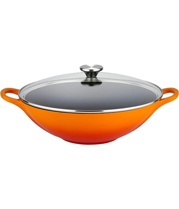 Le Creuset Wok avec couvercle en vitre Flamme, 4.8L Le Creuset