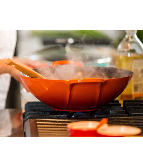 Le Creuset Wok avec couvercle en vitre Flamme, 4.8L Le Creuset
