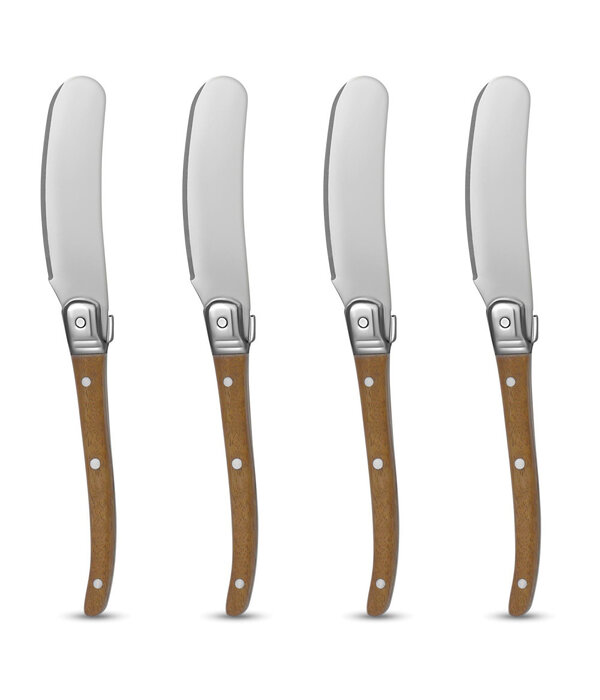 Brilliant Couteau à Beurre Laguiole avec Manche en Bois Naturel, Ens/4 de Brilliant