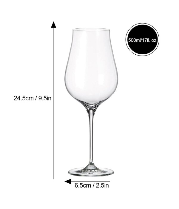Brilliant Bohemia "Limosa" Wine Glass 500ml, Set of 6