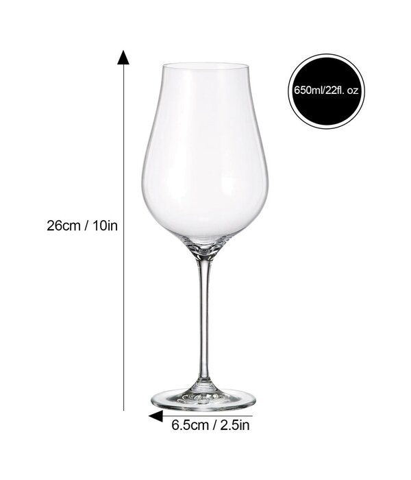 Brilliant Bohemia "Limosa" Wine Glass 650ml, Set of 6
