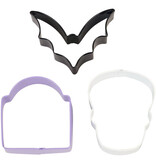 Wilton Ensemble d'emporte-pièces chauve-souris, crâne et pierre tombale, ens/3 de Wilton