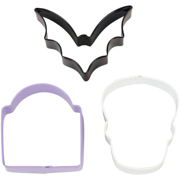 Wilton Halloween Bat Skull Tombstone Cookie Cutter Set, set of 3