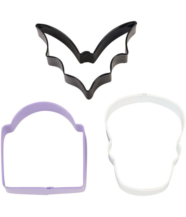 Wilton Ensemble d'emporte-pièces chauve-souris, crâne et pierre tombale, ens/3 de Wilton
