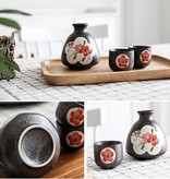 Red Plum Ceramics Sake Set, 3 Pieces