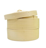 8" Bamboo Steamer with 2 Tiers and Lid