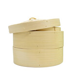 8" Bamboo Steamer with 2 Tiers and Lid