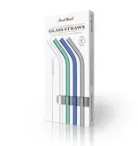 Final Touch Final Touch Reusable Glass Straws 20 cm Cold Colors, Set of 4