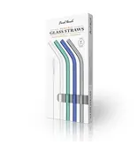 Final Touch Final Touch Reusable Glass Straws 20 cm Cold Colors, Set of 4