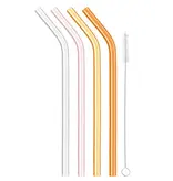 Final Touch Final Touch Reusable Glass Straws 20 cm in Warm Colors, Set of 4