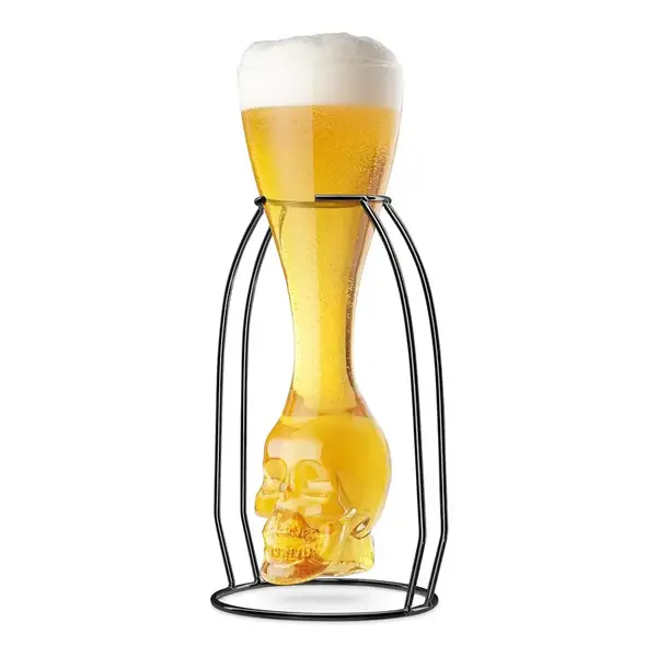 Verre à bière en forme de crâne 355ml avec support de Final Touch