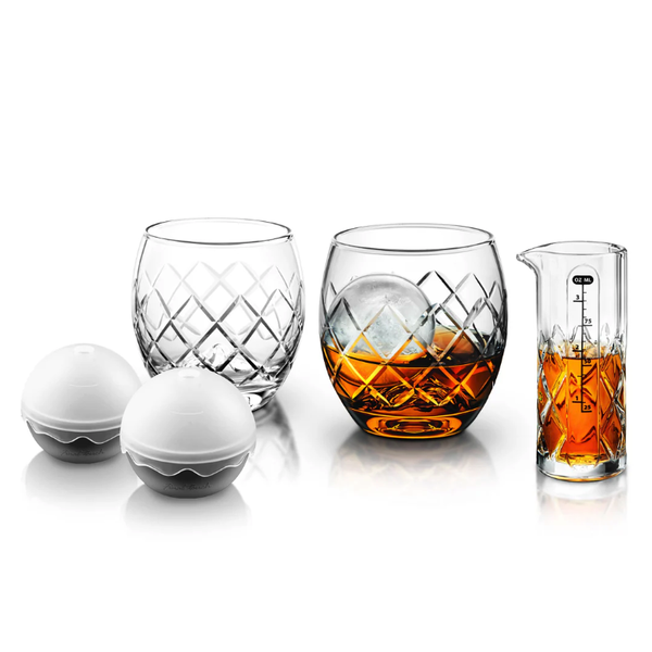 Final Touch Hand-Cut On The Rock Glass, 5 Piece Set
