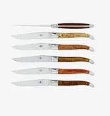 Forge de Laguiole Set of 6 Table Knives, Assorted Precious Woods