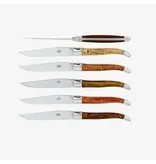 Forge de Laguiole Set of 6 Table Knives, Assorted Precious Woods