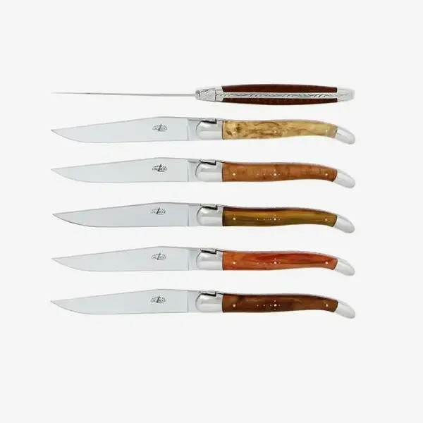 Coffret 6 couteaux de table bois précieux assortis de Forge de Laguiole