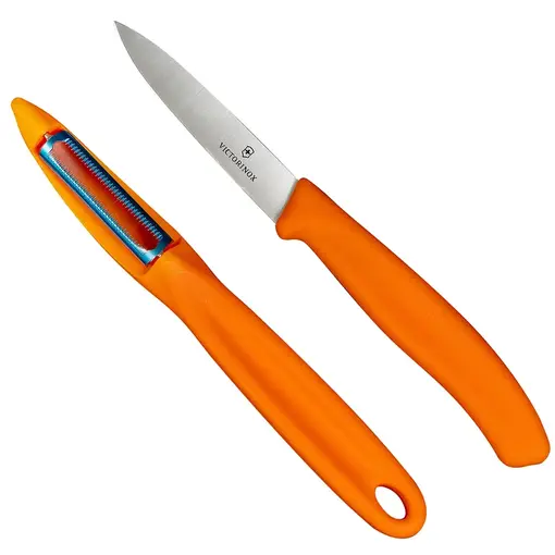 Victorinox Ensemble couteau d'office 8 cm et éplucheur orange de Victorinox