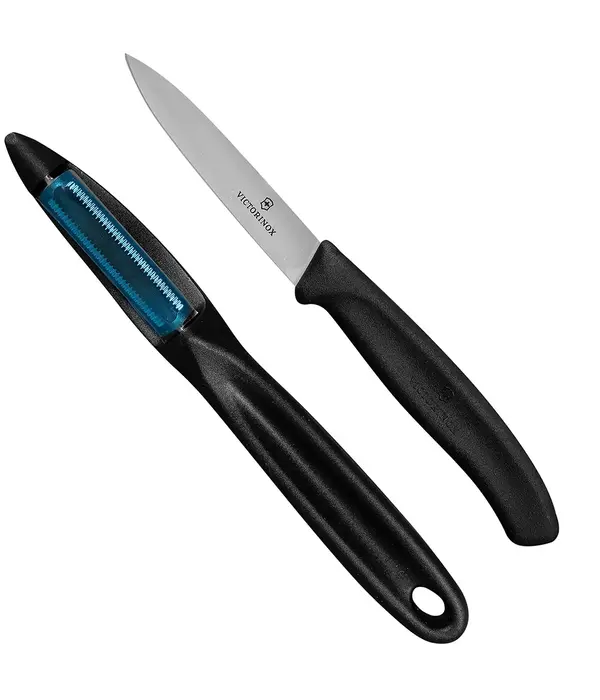 Victorinox Ensemble couteau d'office 8 cm et éplucheur noir de Victorinox