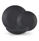 Mesa Ensembles de vaisselle en grès "Granito" noir, 12 pièces de Mesa Ceramics