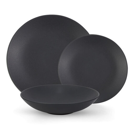 Mesa Ensembles de vaisselle en grès "Granito" noir, 12 pièces de Mesa Ceramics