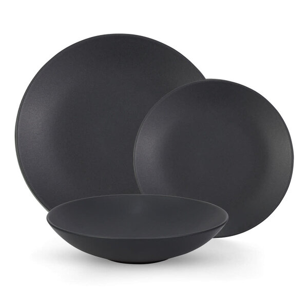 Ensembles de vaisselle en grès "Granito" noir, 12 pièces de Mesa Ceramics