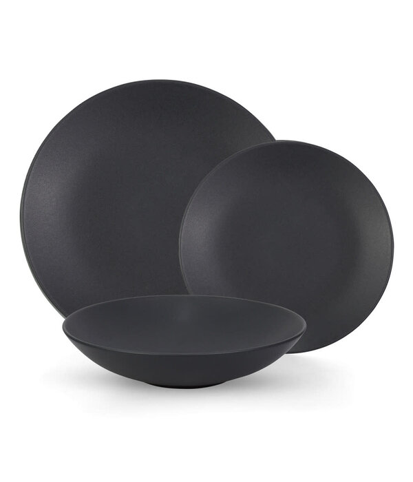 Mesa Ensembles de vaisselle en grès "Granito" noir, 12 pièces de Mesa Ceramics