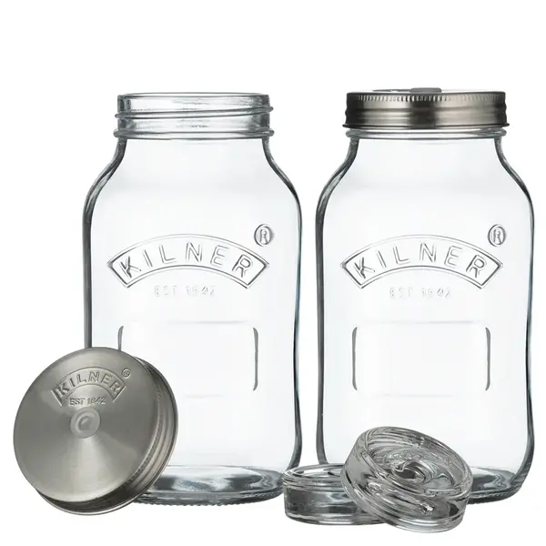 Kilner Set of 2 Fermentation Jars, 1L