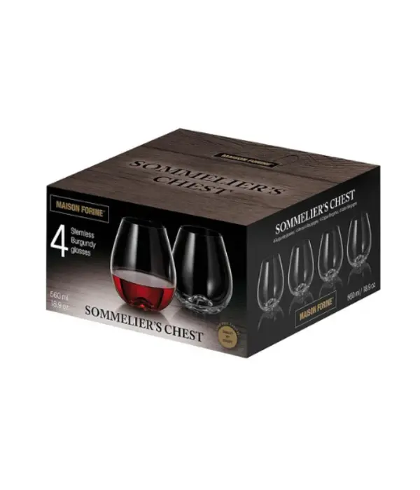 Maison Forine Stemless Burgundy Glasses 560ml, Set of 4