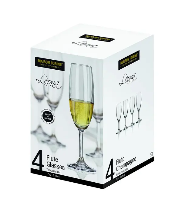 Flûtes à champagne "Leona" 210ml, ens/4 de Maison Forine