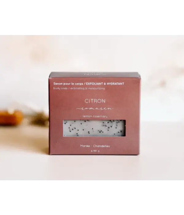 Maree Chandelles Barre de savon pour le corps Citron et Romarin 112g de Marée Chandelles