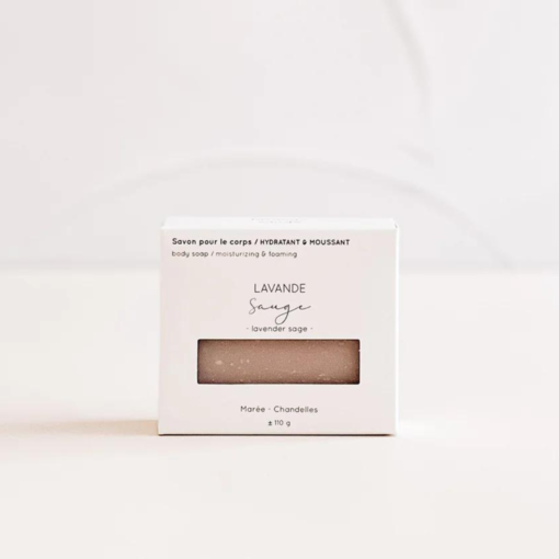 Maree Chandelles Barre de savon pour le corps Lavande sauge 112g de Marée Chandelles