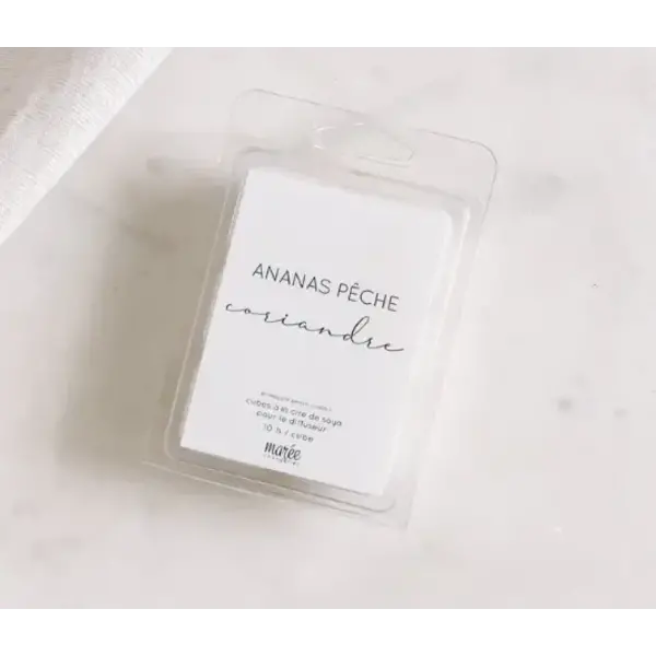 Pastilles de cire de soya Ananas pêche et coriandre de Marée Chandelles