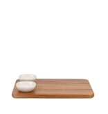 Planche de Service en Acacia avec 2 Bols Blancs