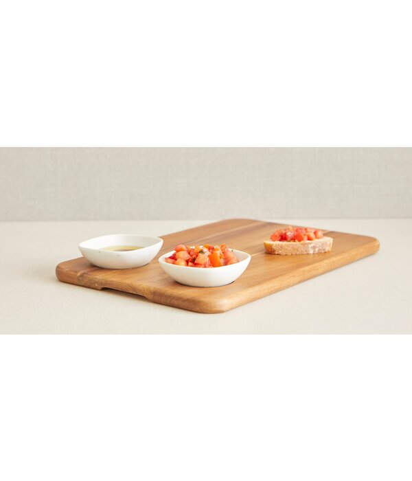 Acacia Serving Board with 2 White Bowls
