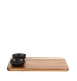 Planche de Service en Acacia avec 2 Bols Noirs
