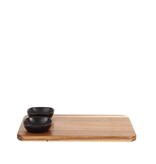 Planche de Service en Acacia avec 2 Bols Noirs