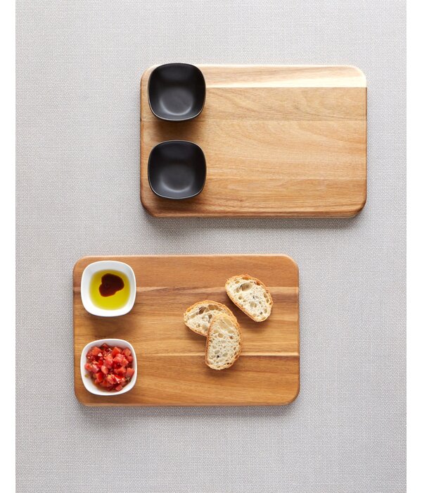 Planche de Service en Acacia avec 2 Bols Noirs