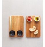 Planche de Service en Acacia avec 2 Bols Noirs
