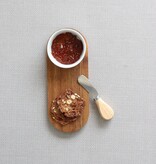 Acacia Serving Board with Butter Knife and White Bowl