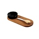Acacia Serving Board with Butter Knife and Black Bowl