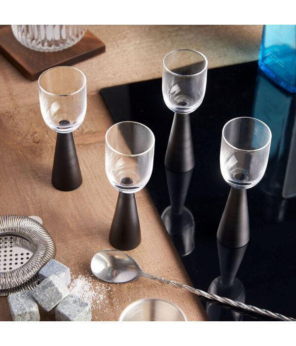 Brilliant Verres à Shot "Pyramide" Noir 40 ml, Ens/4 de Brilliant