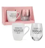 Ensemble de tasse et verre à vin pour maman