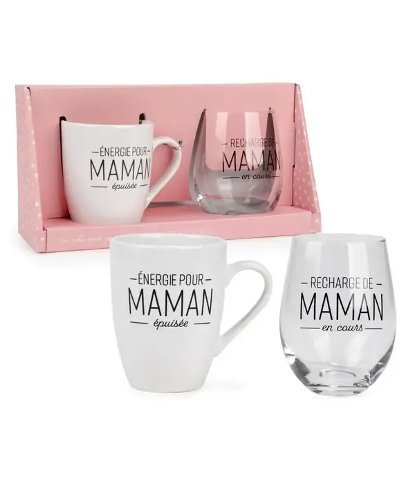 Ensemble de tasse et verre à vin pour maman