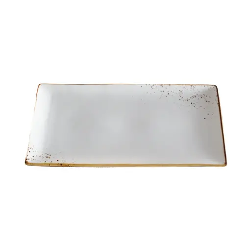 Assiette rectangulaire Terra blanc 15" x 7"