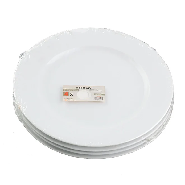 Assiettes Blanches 10.5", ens/4 de Vitrex