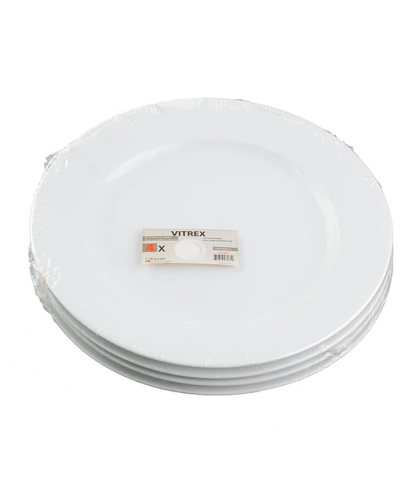 Assiettes Blanches 10.5", ens/4 de Vitrex