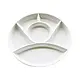 Fondue Plate with 6 Sections, 9.25", White