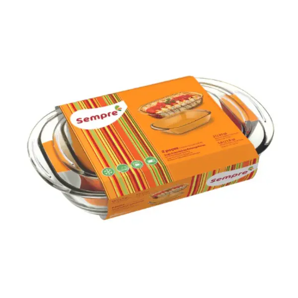 "Sempre" Rectangular Baking Dishes, 3L and 1.8L, Set of 2
