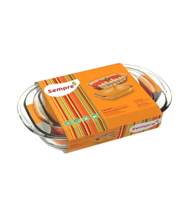 "Sempre" Rectangular Baking Dishes, 3L and 1.8L, Set of 2