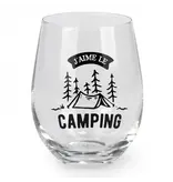 Stemless Wine Glass "J'aime le camping"